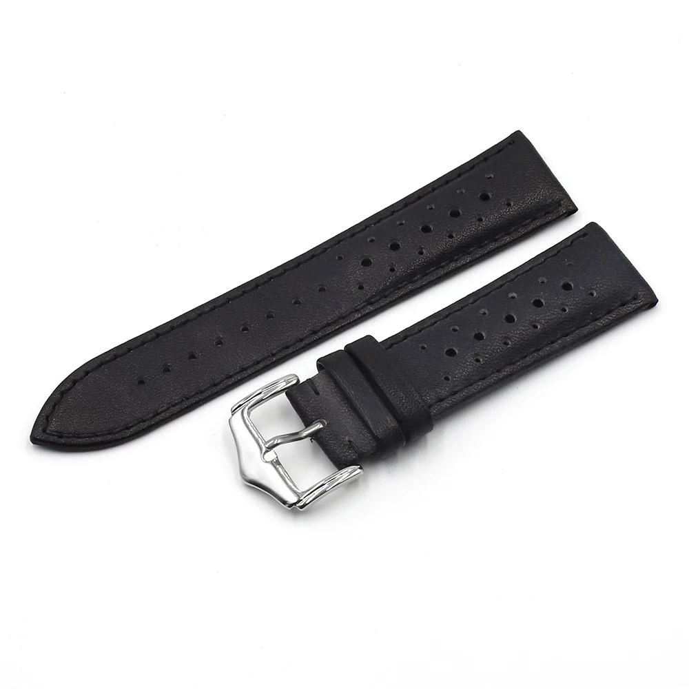 Onthelevel Porous Leather Watch Strap 18 20 22mm Watchband Retro Color Black Yellow Blue Watch Band Soft Wristband #E