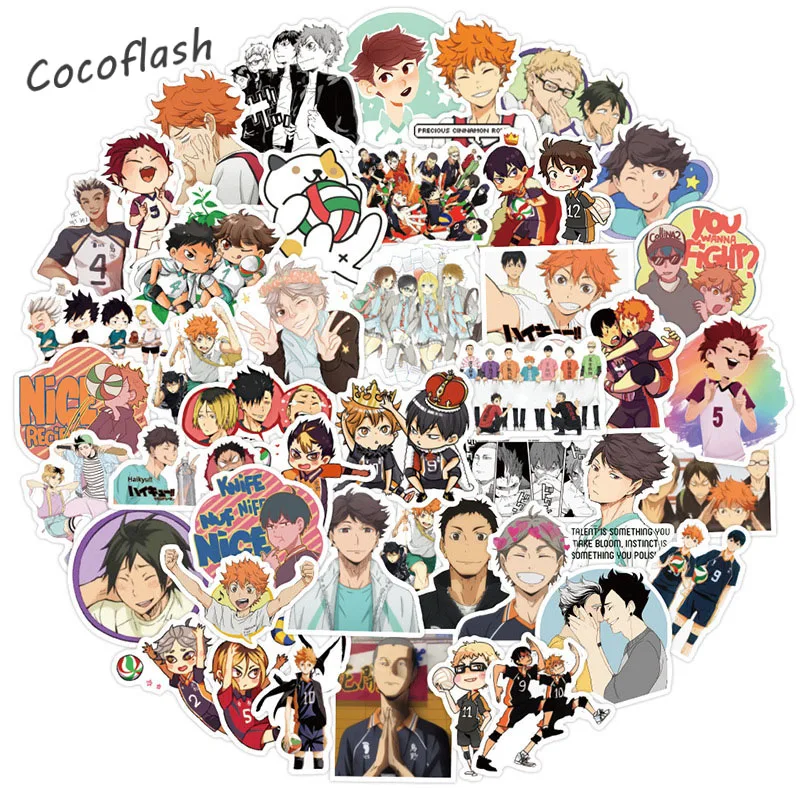96pcs/pack Haikyuu Stickers Cartoon Anime Waterproof Sticker For Tablet Laptop Phone Refrigerator Motorcycle Suitcase Skateboard