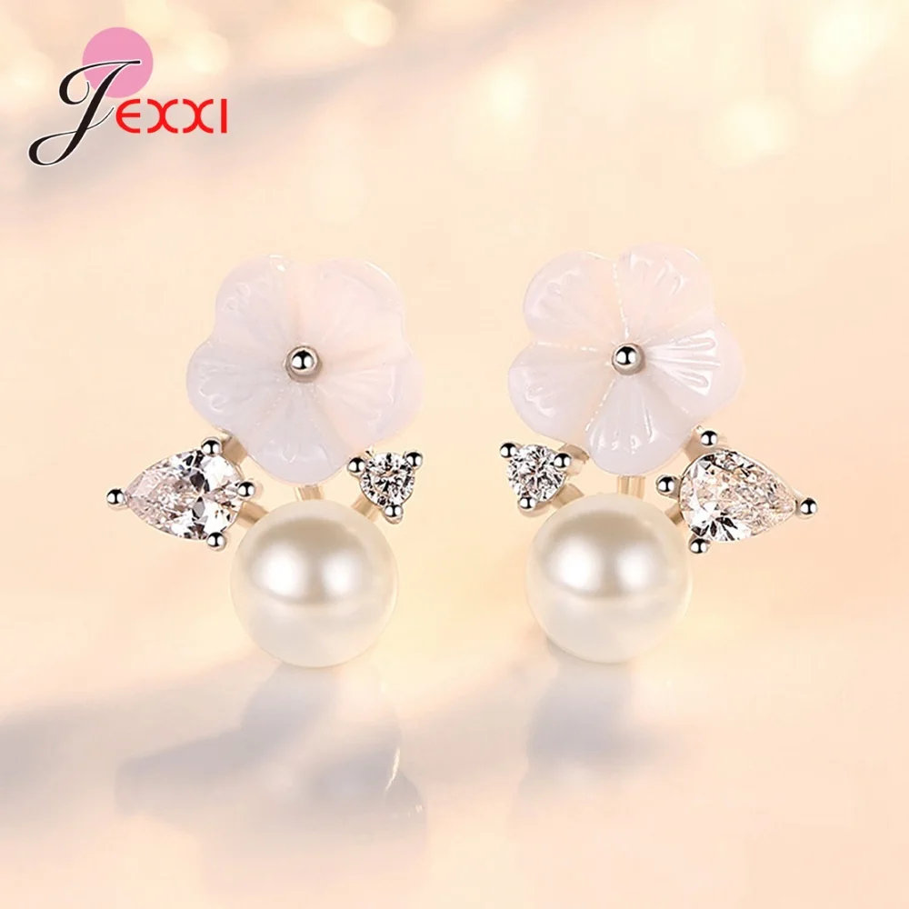 Серьги-подвески женские из серебра 925 пробы с белым жемчугом | Украшения и