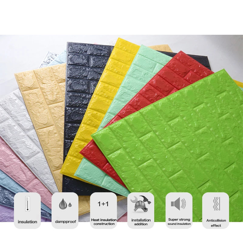 70 * 77 Three-dimensional Wall Stickers Anti-collision Soft Bag Foam Imitation Brick Pattern Wallpaper Self-adhesive Waterproof | Дом и сад