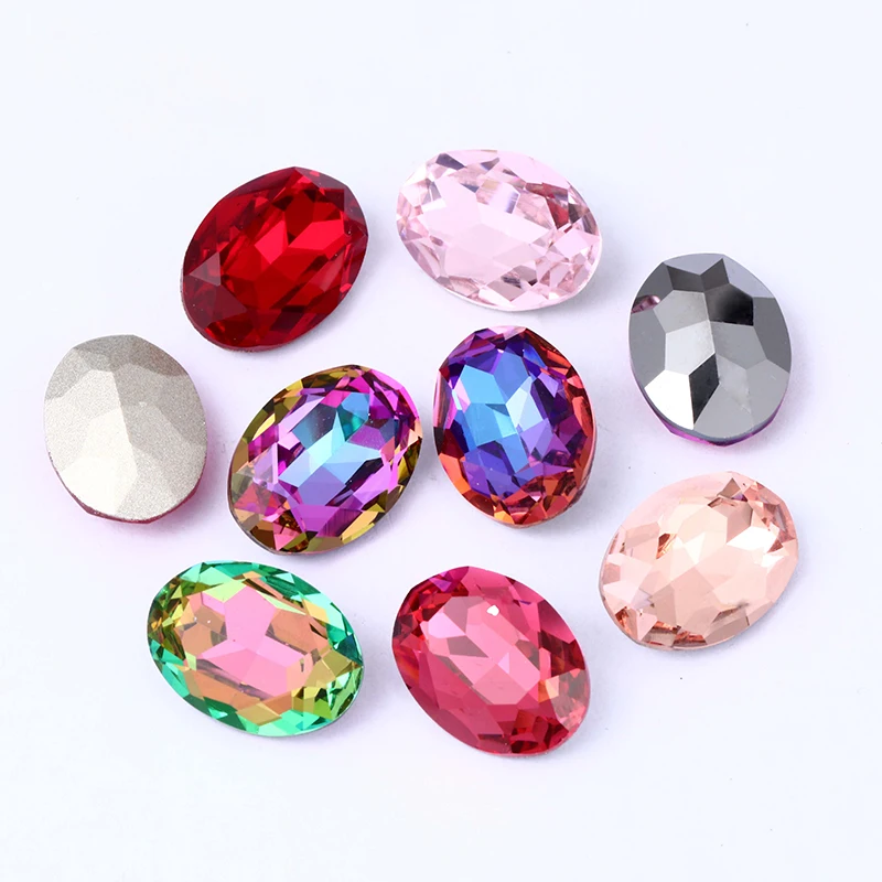 

Oval Glitter Crystal K9 Strass Glass Rhinestones Jewelry for Craft Beads Glue on Clothes Decoration Diy Rhinestone Applique Top