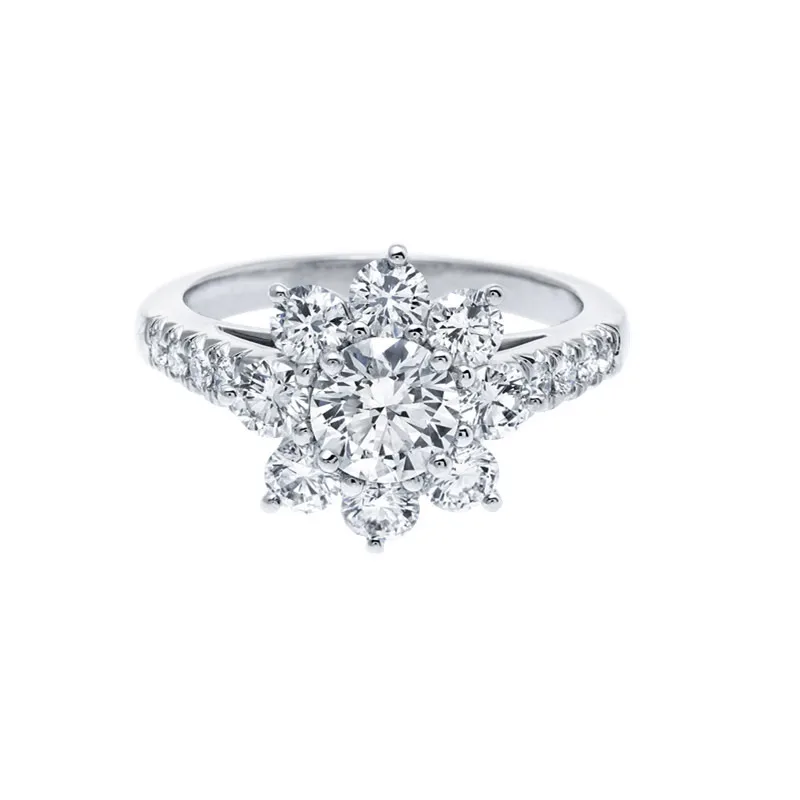 Цветок Форма 925 чистого серебра Круглый Обрезной австрийский кристалл Сона