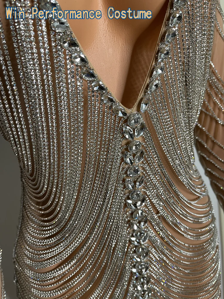 Яркий прозрачный комбинезон Стразы с длинными рукавами сексуальные леггинсы