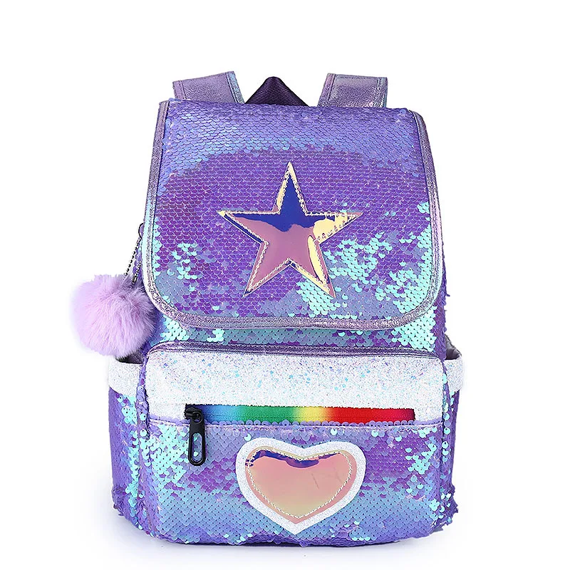 Детский Школьный рюкзак с единорогом и блестками для девочек-подростков, милые Мультяшные большие ранцы