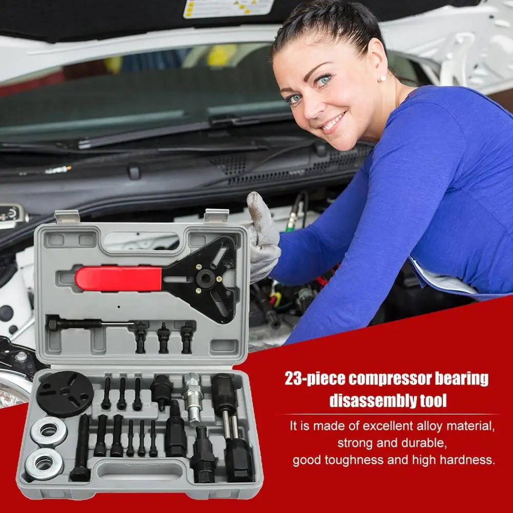 

23pcs/set Auto Air Conditioning Repair Tool Compressor Air Conditioning Clutch Bearing Disassembly Tool Color Random