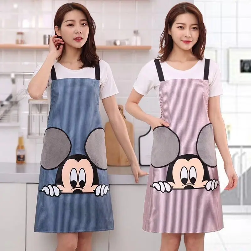 

Disney Hand-wiping Apron Women's Fashion Cute Waterproof Overalls Waist Korean Kitchen Restaurant Anti-wearing Oil-proof Overall
