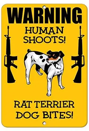 

Crysss Rat Terrier Dog Human Shoots Fun Novelty 12 X 8 Inches Metal Sign