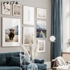 Растительный пейзаж, постер из коровьей травы, настенный художественный холст, скандинавский принт, картина, скандинавский декоративный Декор для дома