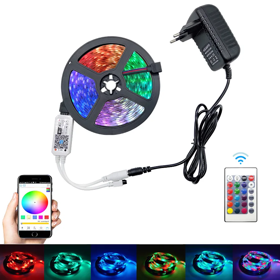 Цветная (RGB) Светодиодные ленты светильник SMD 2835 5 м Водонепроницаемый RGB DC12V лента