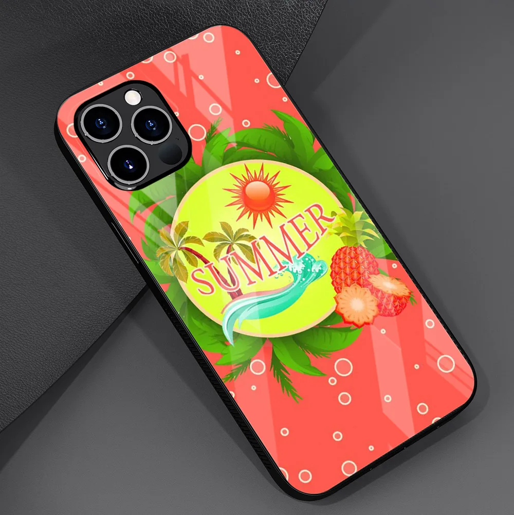 Чехол Hello Summer из кокосового закаленного стекла для Apple IPhone 12 Mini 11 Pro XS MAX XR X 8 7 6S 6 Plus