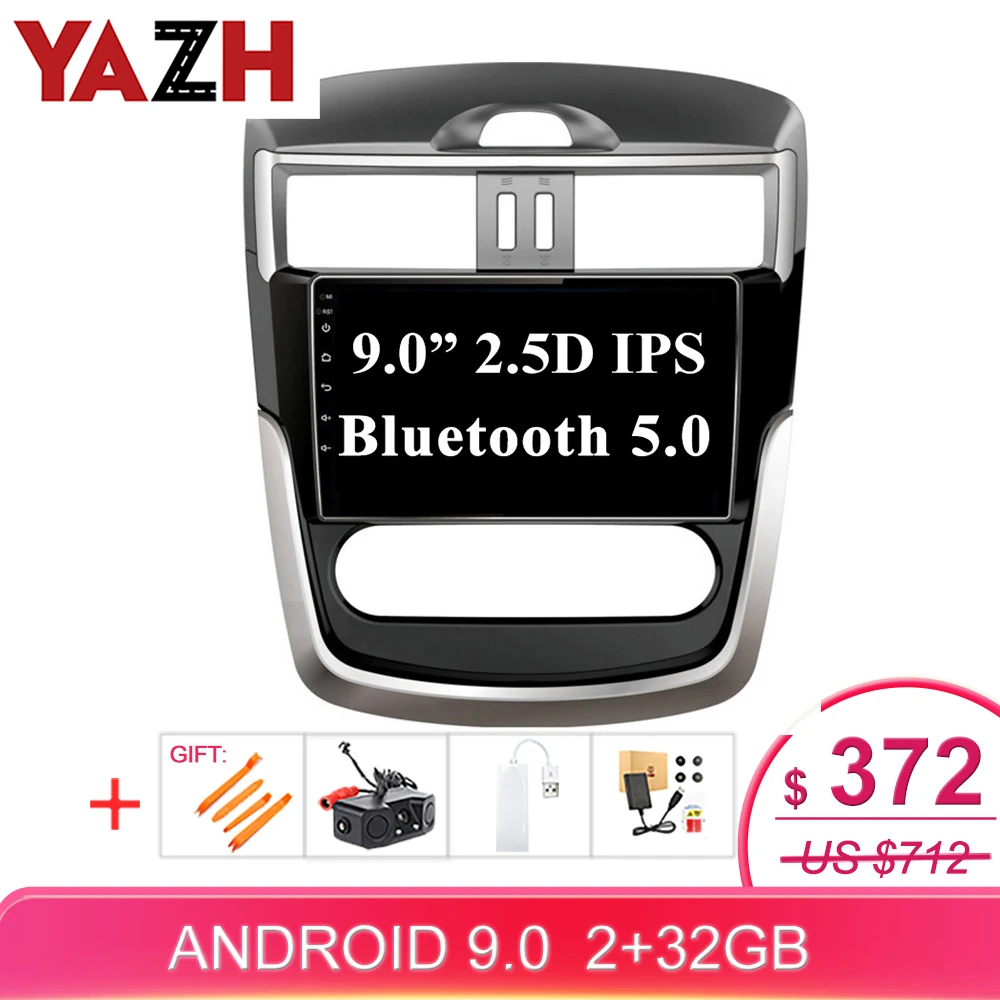 YAZH Android 9 0 пирог автомобильный проигрыватель мультимедиа для Nissan Tiida 2016 с 1024*600 IPS