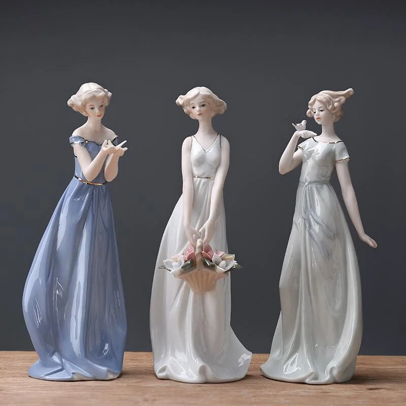 

Creative European Style Ceramic Character Ornaments Home Decoration Accessories Modern Living Room Ceramic Statue Figurines