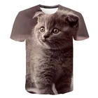 Новинка 2021, мягкая и милая Мужская футболка с 3D принтом кота, Повседневная модная футболка с коротким рукавом и круглым вырезом, 3D принт, высокое качество жизни