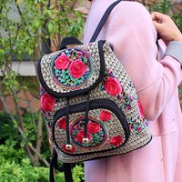 new style retro floral embroidery yunnan ethnic embroidery backpack ladies canvas backpack embroidered backpack