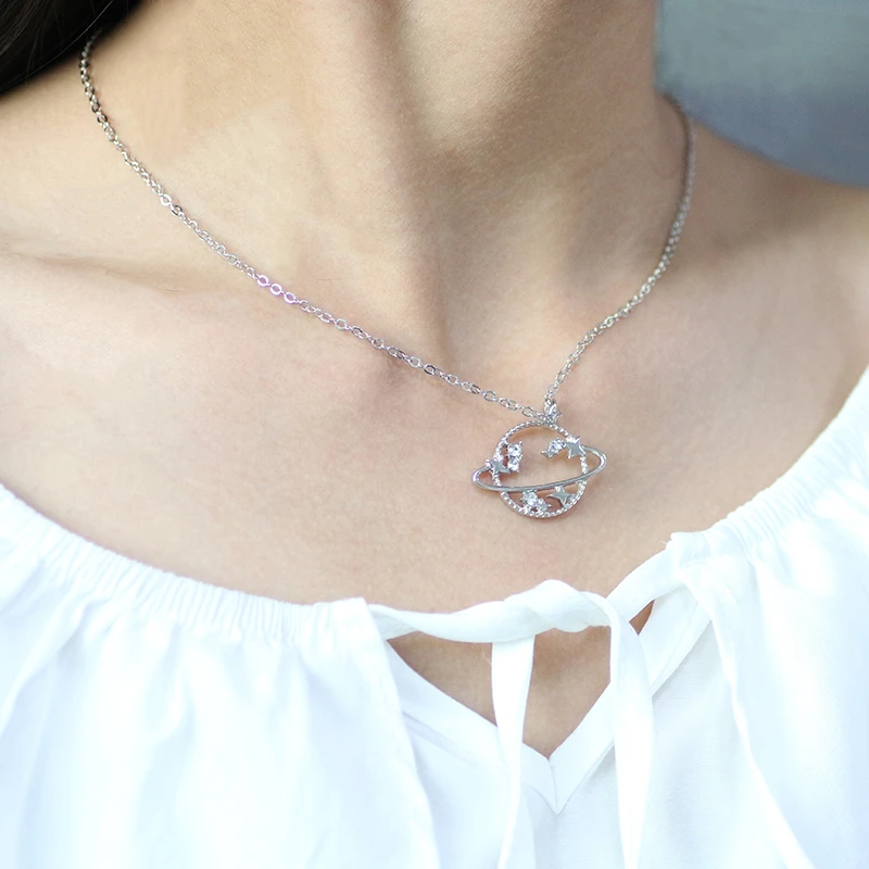 Модное женское короткое ожерелье с подвеской в виде планеты 2020 простое Ретро