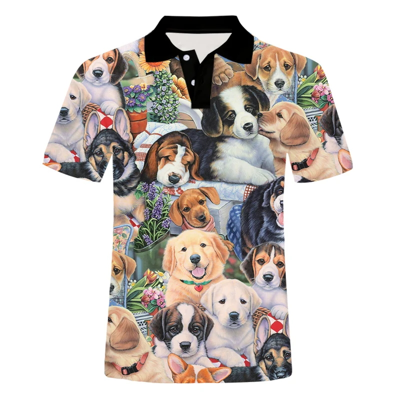 

OGKB Hip Hop 3D Polo T Shirt Cool Cute Dog Print Men's Polo Shirts Summer Quality Animal Short Sleeve Harajuku Top Drop Ship