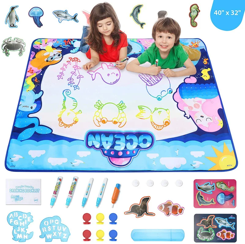 

Baby Kid Doodle Magic Water Drawing Draw Mat Board Book Toy Toys Art Scratch Painting Color Set For Child Children Girls Gift