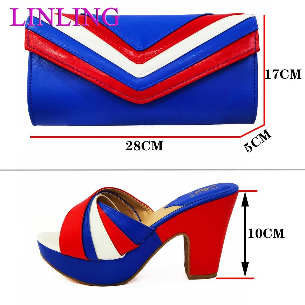 New Arrival Elegant Style Italian Design Luxury ORANGE Color Crystal Fashion and Noble Ladies Shoes and Bag Set for Party