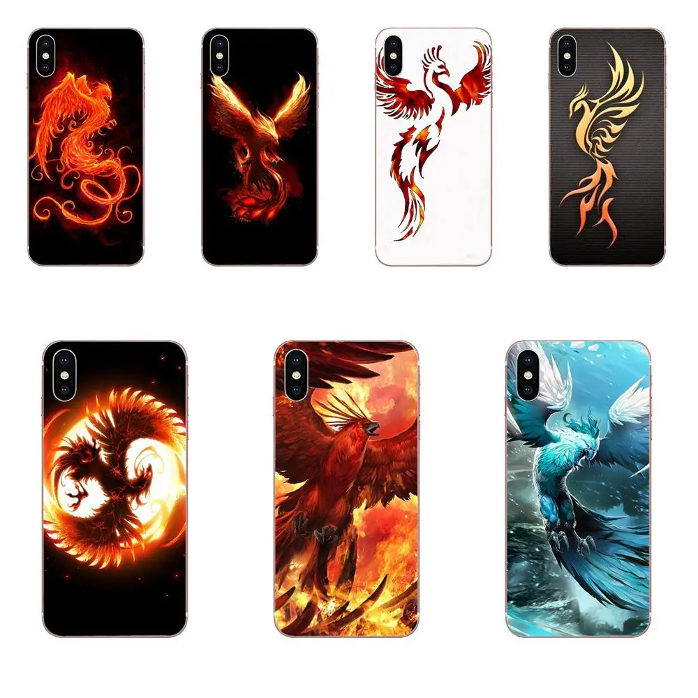 Восходящий огненный феникс птица тонкий ТПУ сотовый для Apple iPhone 4 4s 5 5C 5S SE 6 6S 7 8 Plus X