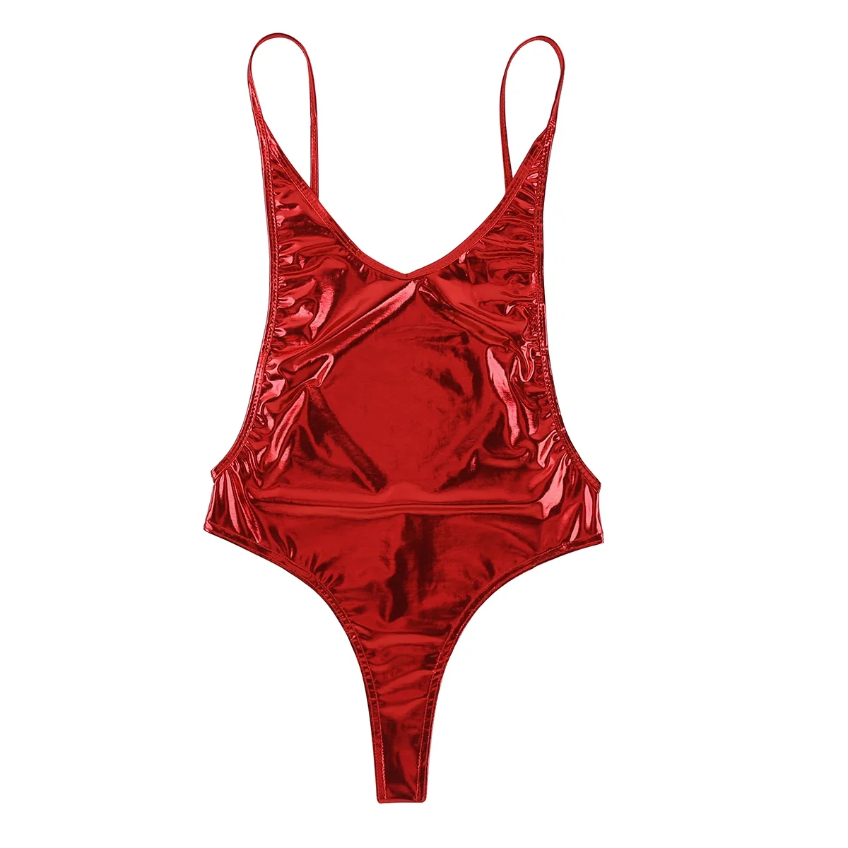 TiaoBug женский летний Блестящий Цельный купальник металлик без рукавов из