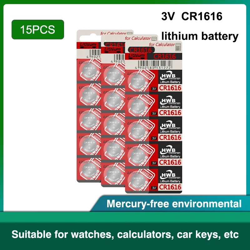 

Батарейки кнопочные CR1616, 15 шт./лот, для Eaxell 100%, оригинальные, cr 1616, 3 в, литиевые, DL1616, ECR1616, LM1616, 5021LC
