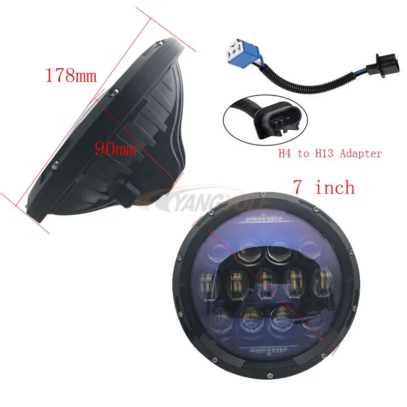 Круглсветодиодный светодиодные фары 2 шт. 7 дюймов 130 Вт синие линзы проектора с