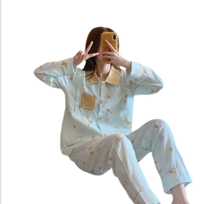 

gauze moon clothes cotton double-layer gauze absorbent, sweat-absorbent light and anti-exposure pajamas for pregnant women
