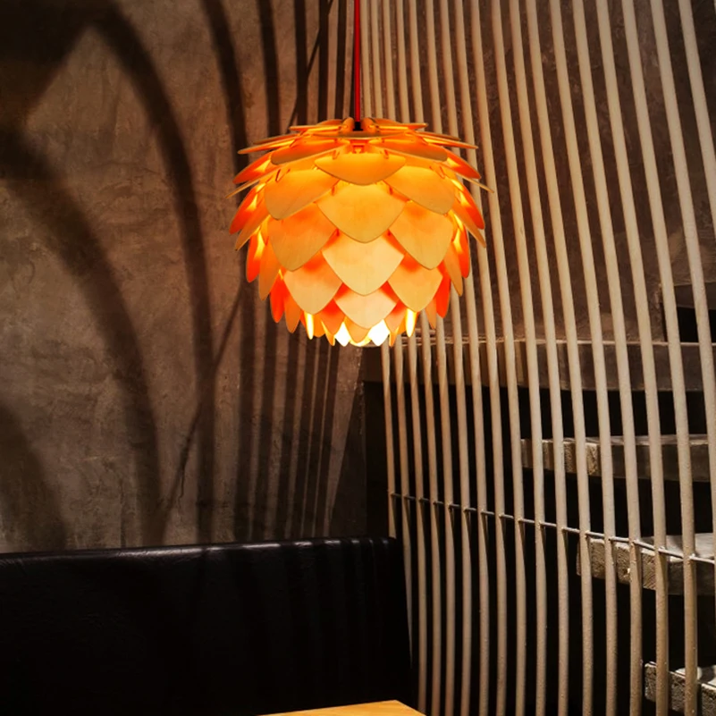 Деревянная Скандинавская декоративная лампа столовая кафе гостиная спальня