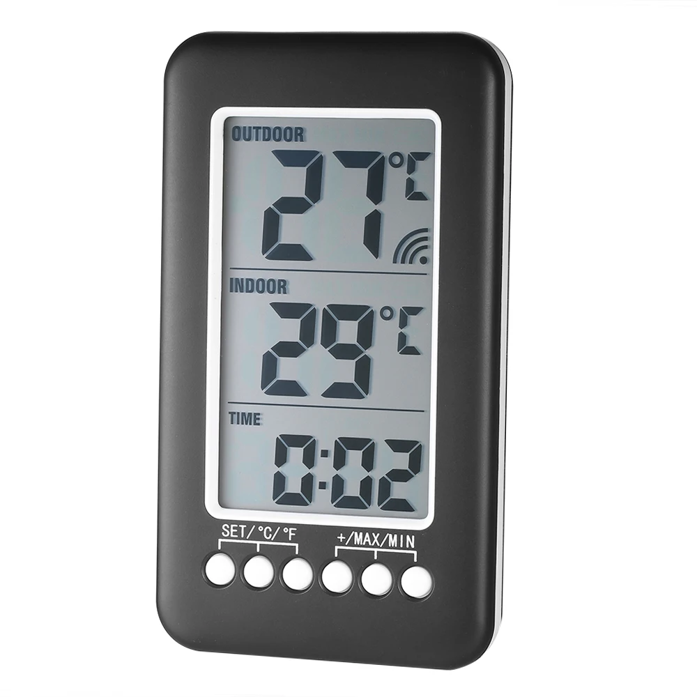 

LCD ℃/℉ Digital Wireless Indoor/Outdoor Thermometer Clock Temperature Meter With Transmitter