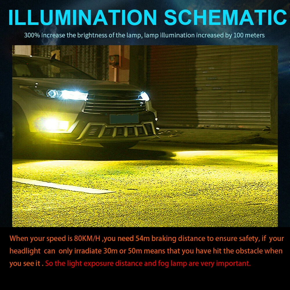 

H11 H8 H9 LED Fog Light Conversion Kit Premium 3000K Yellow 350W DRL Lamps