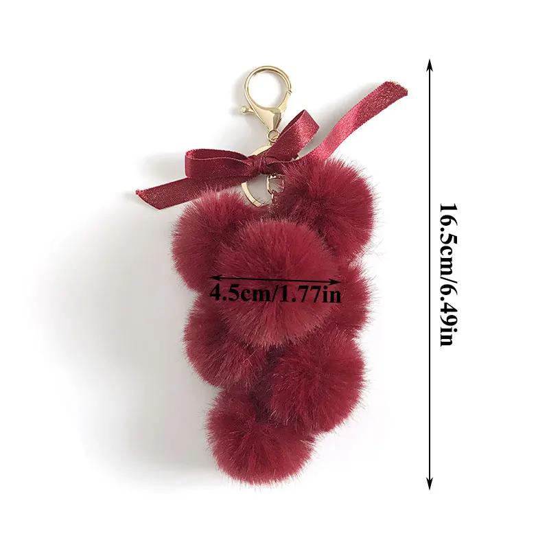 

2020 New Fruit Pom Pom Ball Key Chain Faux Rabbit Fur Pompom Grape Keychain Women Bag Pendant Charms Car Key Ring