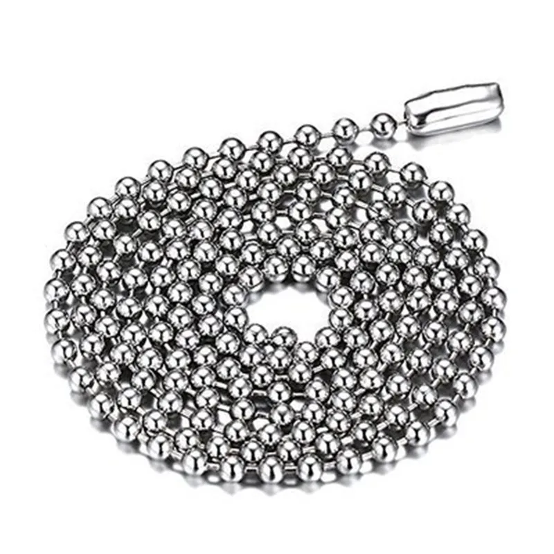 

Round Bead Necklace Gold Silver Color 2.4mm Ball Stainless Steel Long Chain 60 74cm Connector Findings DIY Jewelry Wholesale