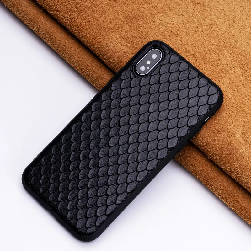 

Cowhide Phone Case For iPhone 6 6s 7 8 Plus 11 Pro X XS XS Max Fish scale texture Cover For iphone 8p 7p Case