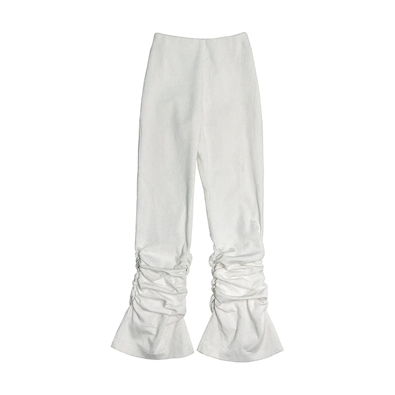 

[EAM] High Waist Green Black White Long Wide Leg Trousers New Loose Fit Pants Women Fashion Tide Spring Autumn 2021 1DD6256