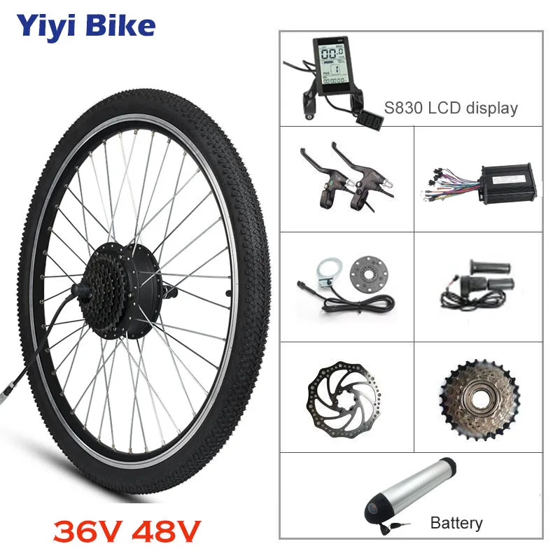 Электрический мотор-колесо 48V 36V 500W электрический велосипед Conversion Kit задний мотор для центрального движения, фара для электровелосипеда в комплект с Батарея 20 ''26'' 27,5 ''700c