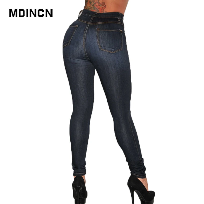 Женские джинсы MDINCN размера плюс однотонная цветная джинсовая ткань сексуальные
