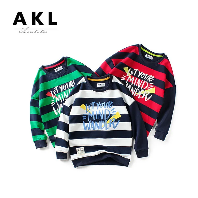 Новинка осени 2021 детские толстовки свитшоты в полоску для больших мальчиков