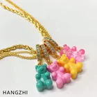 Новый милый цветной полимерный акриловый медведь из циркония кулон DIY цепочка ожерелье аксессуары для женщин девушек ювелирные изделия для вечерние HANGZHI 2021
