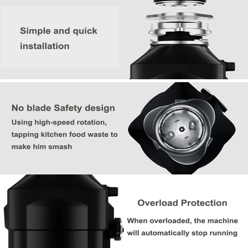 Измельчитель пищевых отходов кухонный измельчитель для мусора из нержавеющей