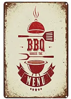 

Ретро жестяной знак постер меню для барбекю 12x8 дюймов, украшение для кафе, семейного бара, ресторана