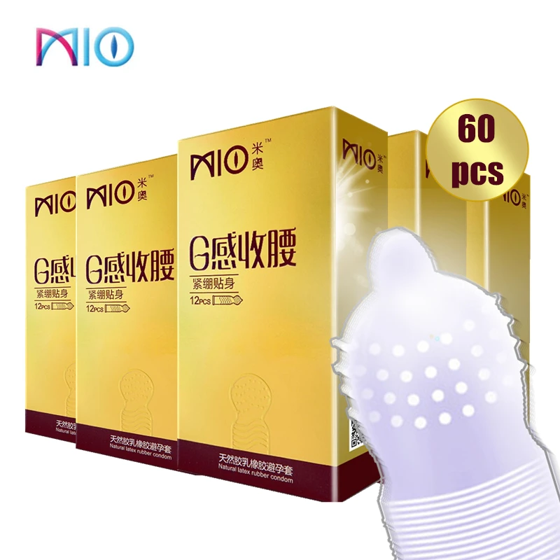 MIO 60 шт. Забавный кондом большие точки стимуляция G оргазм ребристые шипы рукав