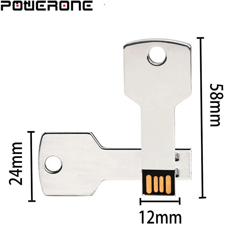 Металлический мини-USB флеш-накопитель POWERONE USB 2 0 128 ГБ 64 32 16 8 4 Гб накопитель данных