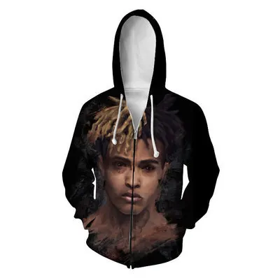 Xxxtentacion 3D печатных мужчин толстовки осень весна молния с капюшоном Harajuku в стиле