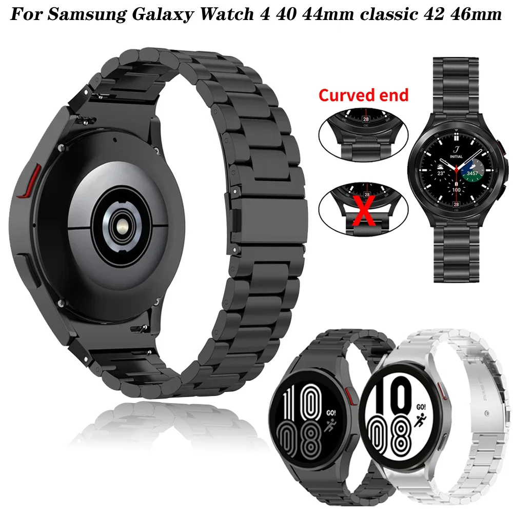 

Ремешок металлический для Samsung Galaxy Watch 4 44 мм 40 мм, браслет из нержавеющей стали для смарт-часов Samsung Watch 4 Classic 42 мм 46 мм