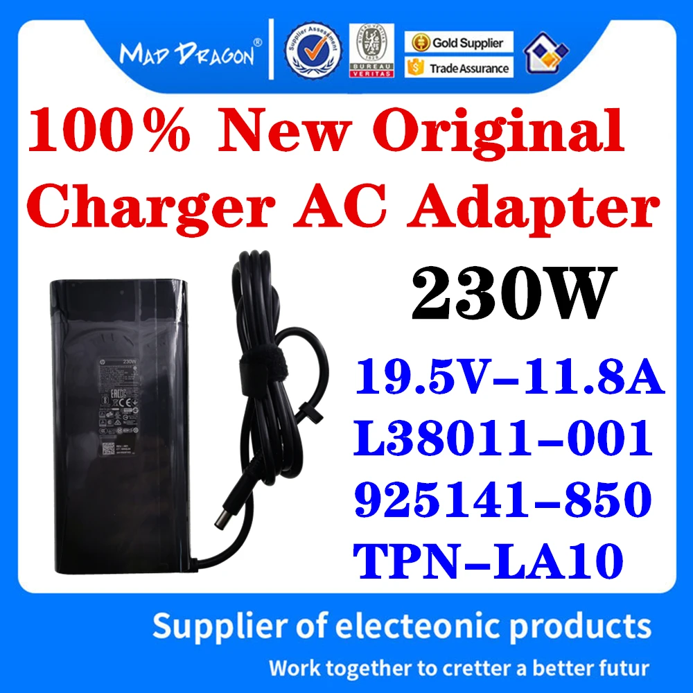 100  New Original For HP OMEN 17-W Series Laptop 19.5V-11.8A 230W Power Adapter Charger Cable L38011-001 925141-850 TPN-LA10