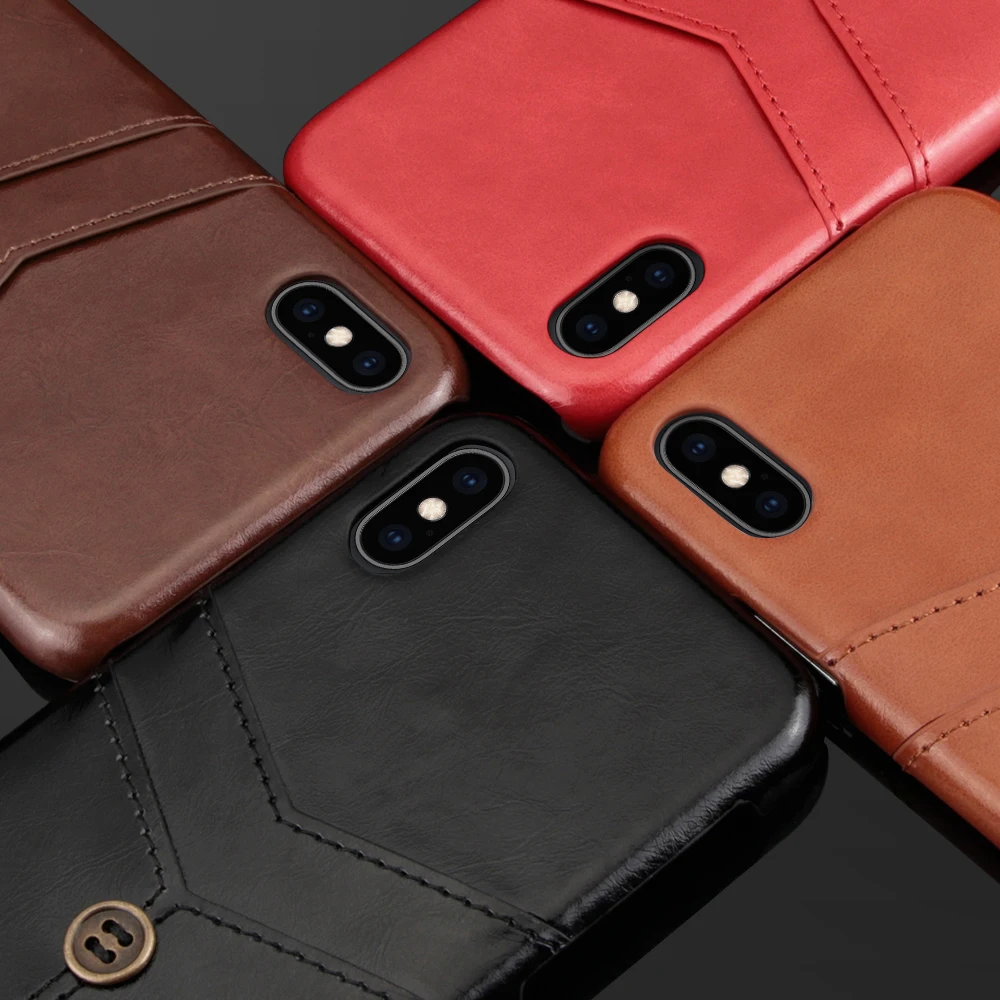 2019 Оптовая продажа Новый 2 держателя карты дешевая Акция кожаный чехол для iPhone X XR