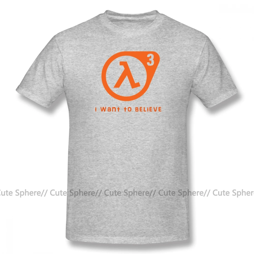 Футболка Half Life 3 футболка с надписью «I Want To Believe» Милая футболка из 100 хлопка Базовая Мужская футболка с короткими рукавами XXX - Цвет: Gray