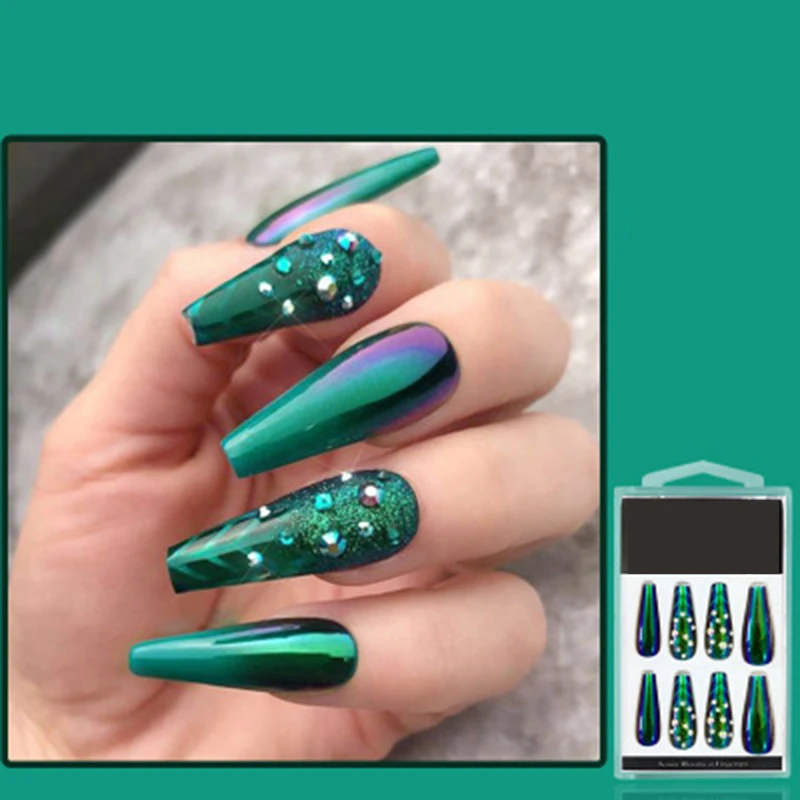 

24pcs Fake Nails Artificial Nail Long Ballerina Press On Nails Ballerina Coffin Glossy False Nails For Salon DIY Nail Art DW