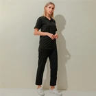 Костюм Медсестры из двух предметов для женщин и мужчин, топ с коротким рукавом и V-образным вырезом + штаны, Рабочий костюм