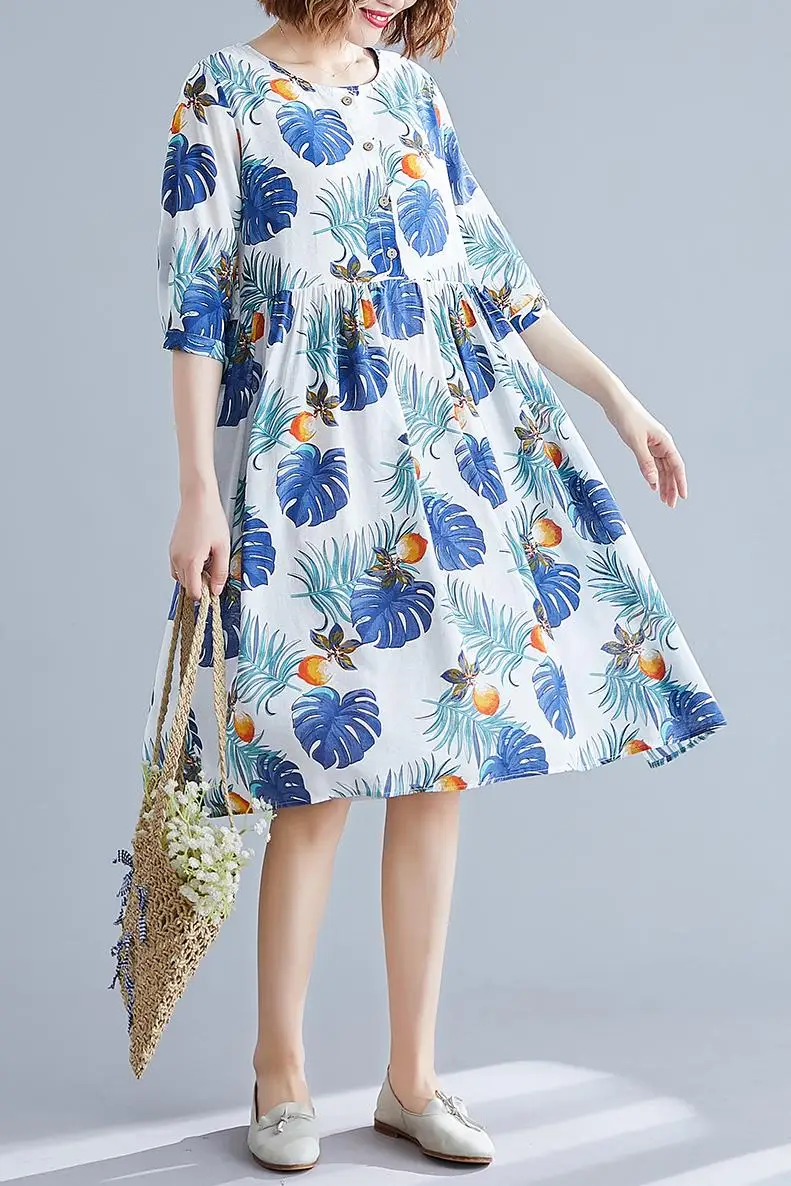 

6339# Summer Vintage Floral Printed Maternity Dress Lagre Size Loose Clothes for Pregnant Women Pregnancy Clothing Drop Shipping